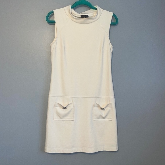 EUC Muse Mod Stretch Ponte 2-Pocket Short Dress Ivory Cream Size 6 - Picture 1 of 8